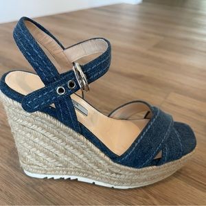 Prada Denim Espadrille wedge